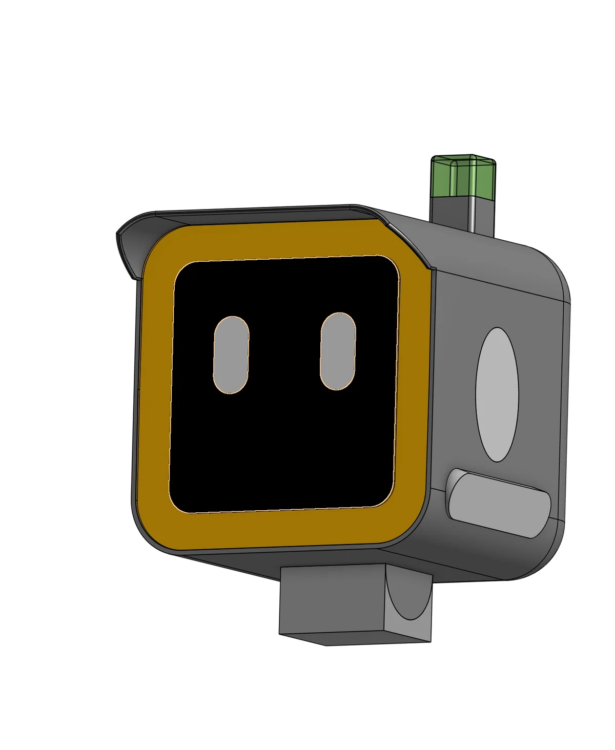 Head module with face display and amber light ring
